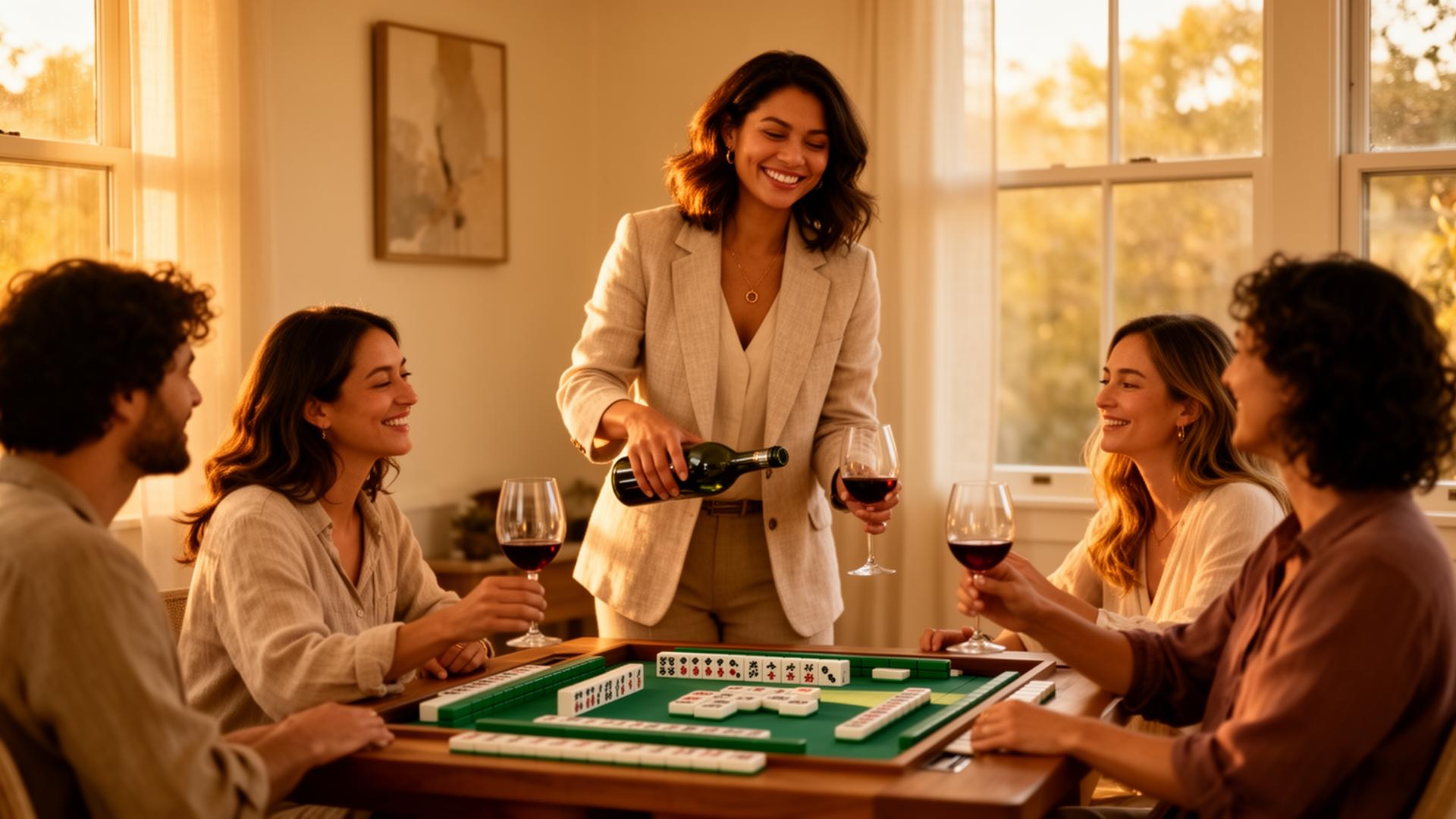 A Host welcoming friends to her table